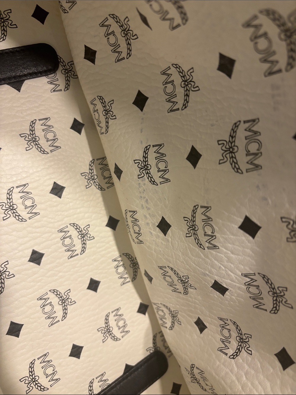 MCM limited edition reversibleBlack & White Patterned Tote with limited Pouch - Picture 8 of 17